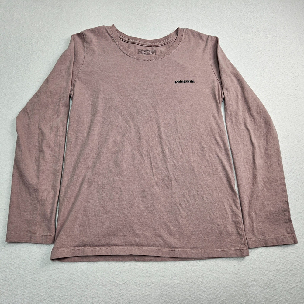 Patagonia Long Sleeve Graphic Organic T-Shirt Girls Size XL 14 P-6 Mission Logo